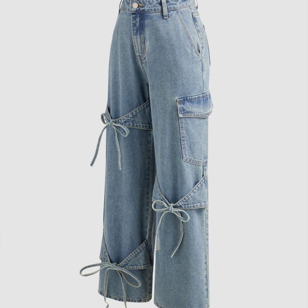 CIDER Denim Low-rise Jeans with Bow Accents NWT! - Picture 4 of 14